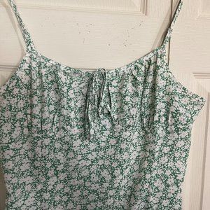CLEARANCE!! Shein Womens Green Floral Tie Neck Cottagecore Midi Dress Size XL
